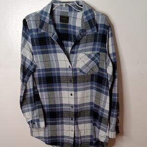 Free Press Women's Plaid Shirt - Blue and Black - Medium